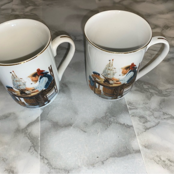 Vintage Norman Rockwell 1980s set of two mugs Boat craftsman and little boy - Picture 4 of 5